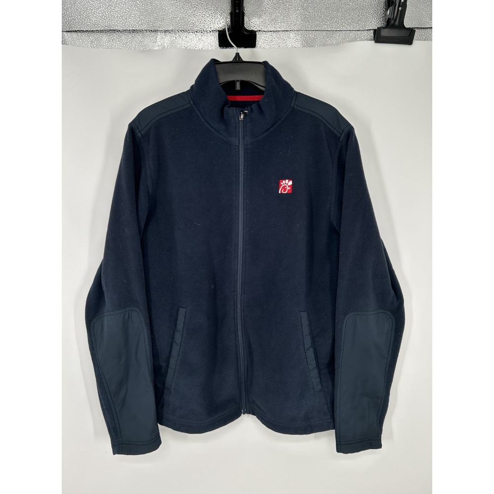 Oobe Chick Fil A Team Style Fleece‎ Jacket Size Large Navy Blue Full Zip Up